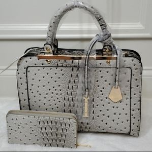 Embossed Tote Handbag and Wallet